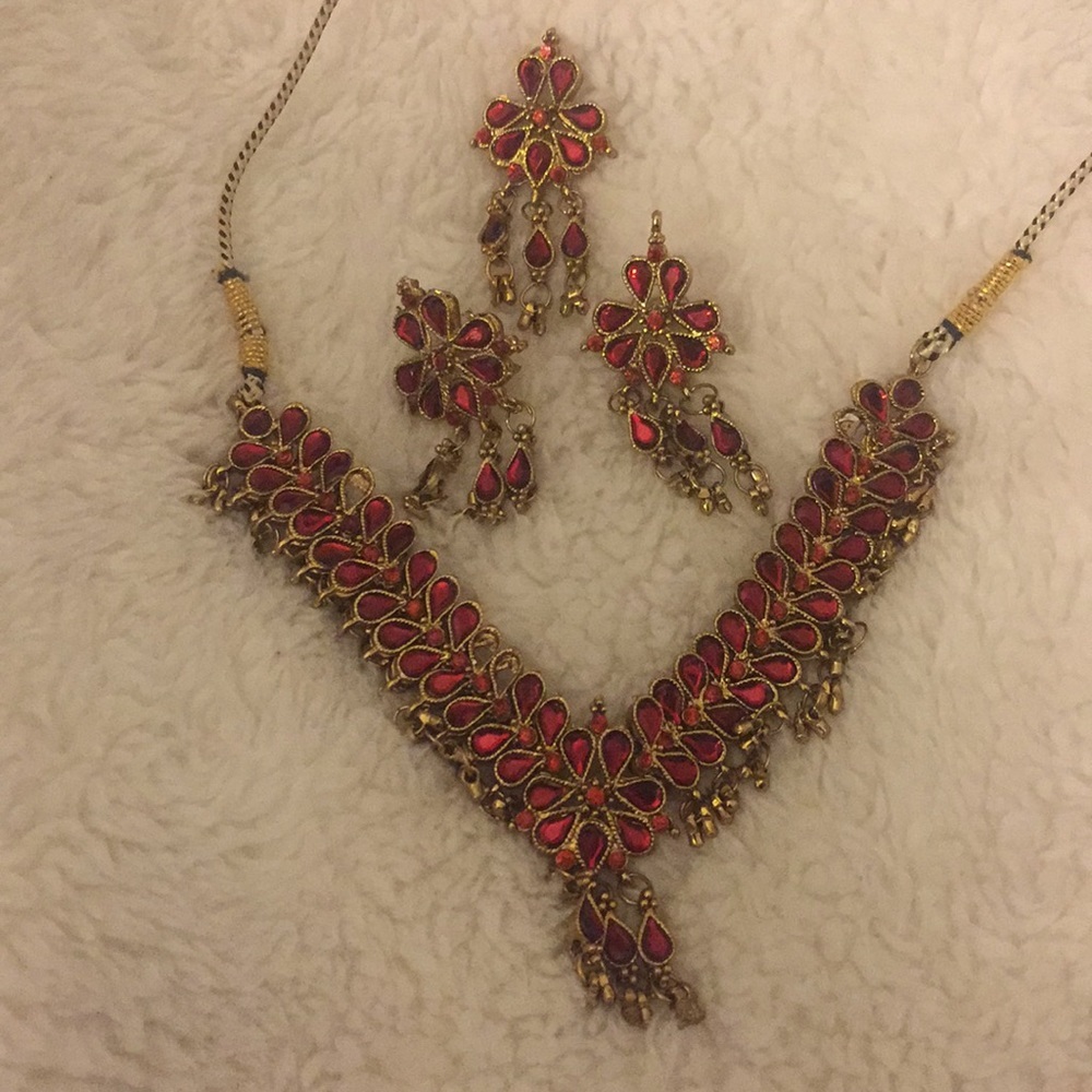 Gorgeous Gold and Orange / Rd Jewelry Set